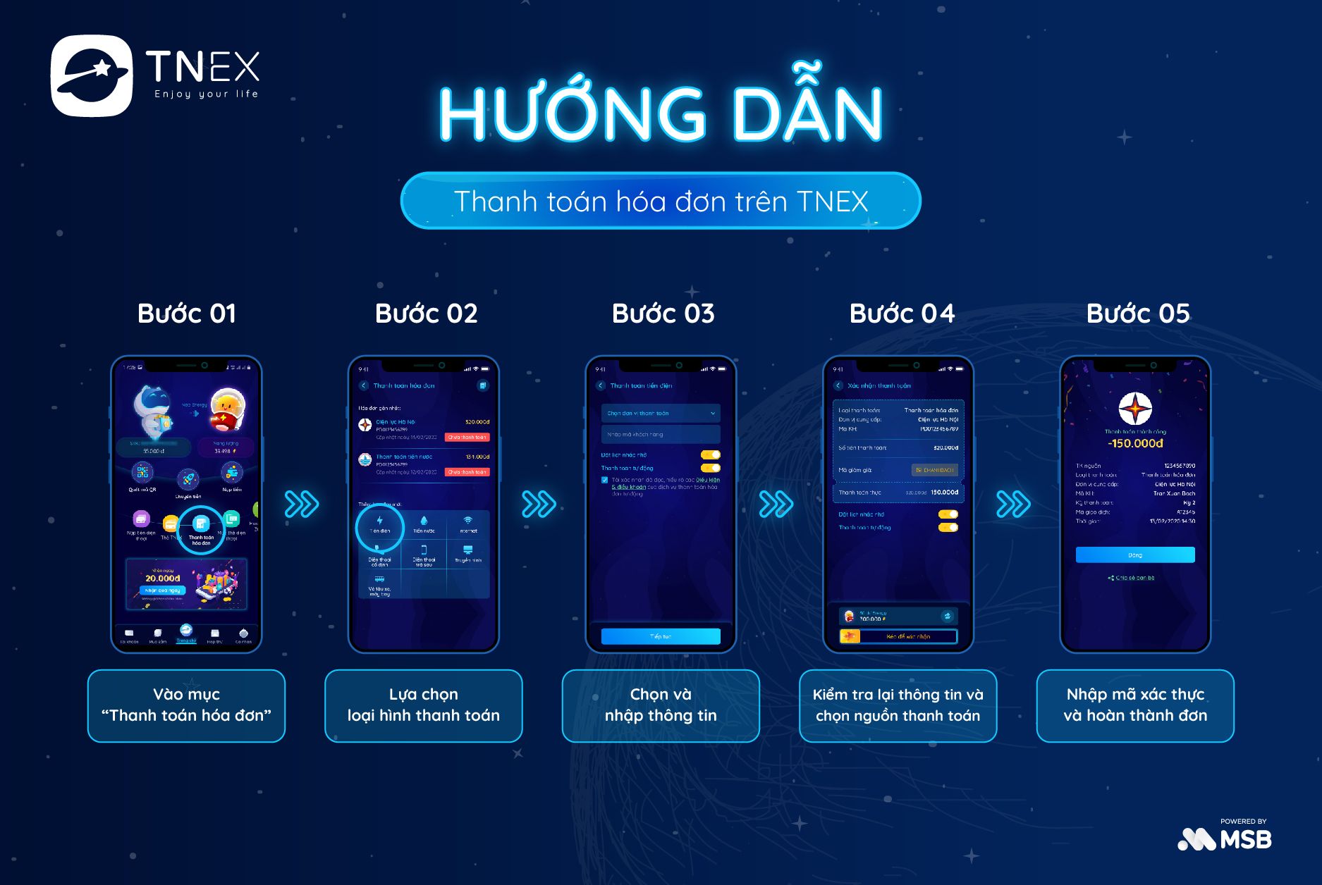 Hướng dẫn thanh toán hóa đơn trên TNEX