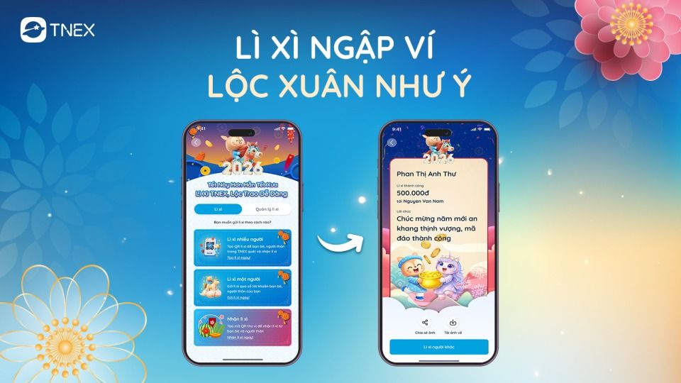 Gửi lộc siêu nhanh, Tết vui hết nấc cùng Lì xì online trên Ứng dụng TNEX Gửi lộc siêu nhanh, Tết vui hết nấc cùng Lì xì online trên Ứng dụng TNEX